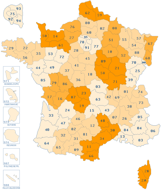 Carte de France et Dom Tom